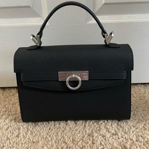 Parisa Wang Grace Top Handle Black Leather Bag